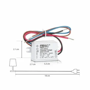 AcTEC Mini driver LED CV 12 V, 4 W, IP65^ Bloc D'Alimentation Courant Constant