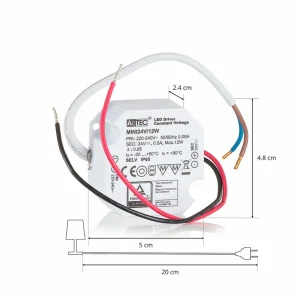 AcTEC Mini driver LED CV 24V, 12W, IP65^ Bloc D'Alimentation Courant Constant