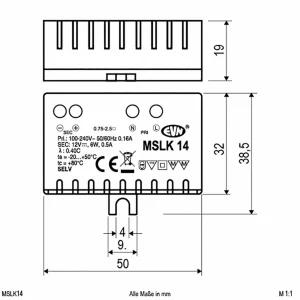 EVN Alimentation 12V/DC 0,1-6W, IP20, 100-240V/AC^ Tension Constante