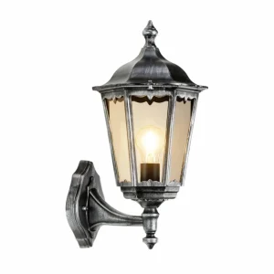 LCD Applique 1110 lanterne pied noir-argenté^ Appliques Murales Extérieures
