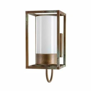 Moretti Luce Applique d'ext. Cubic³ 3362 laiton ancien/opale^ Appliques Murales Extérieures