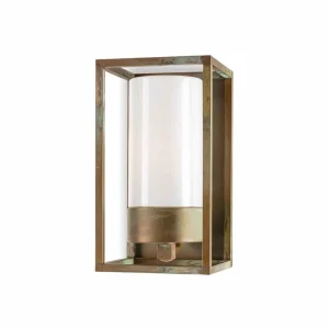 Moretti Luce Applique d'ext. Cubic³ 3365 laiton ancien/opale^ Appliques Murales Extérieures
