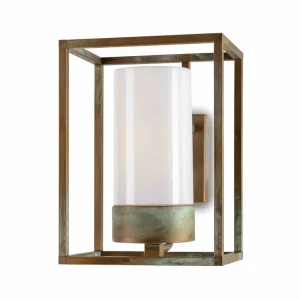 Moretti Luce Applique d'ext. Cubic³ 3363 laiton ancien/opale^ Appliques Murales Extérieures