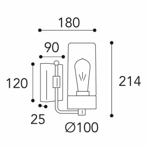 Moretti Luce Applique d'ext. Silindar 3390, laiton ancien/opale^ Appliques Murales Extérieures