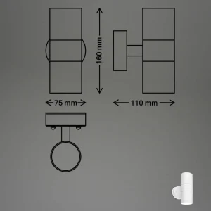 Briloner Applique d'extérieur 3792026, blanc, plastique, up/down 2 x GU10^ Appliques Murales Extérieures