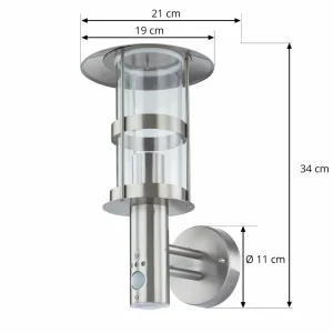 Lindby Applique d'extérieur à capteur Noemi en inox^ Appliques D'Extérieur Avec Détecteur