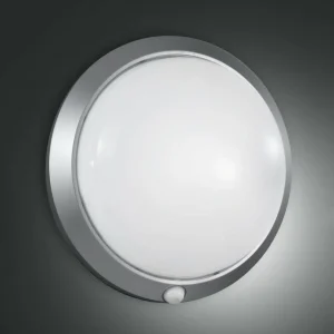 Fabas Luce Applique d'extérieur Armilla, argent, détecteur de mouvement, Ø 30 cm^ Appliques D'Extérieur Avec Détecteur