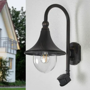 Lindby Applique d’extérieur Daphné noir ancien, détecteur^ Appliques D'Extérieur Avec Détecteur