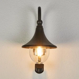 Lindby Applique d’extérieur Daphné noir ancien, détecteur^ Appliques D'Extérieur Avec Détecteur