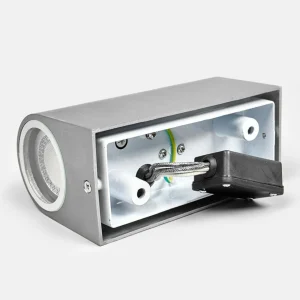 Lindby Applique d'extérieur Idris à 2 lampes, aluminium^ Appliques Murales Extérieures