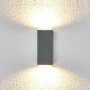 Lindby Applique d'extérieur Jovan à 2 lampes, gris foncé^ Appliques Murales Extérieures