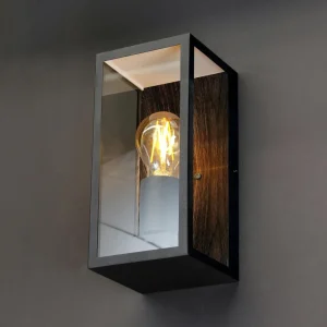 Eco-Light Applique d’extérieur Karo, décor en bois^ Appliques Murales Extérieures