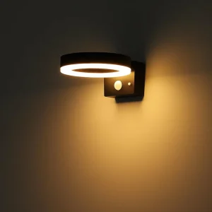 Globo Applique d'extérieur LED solaire 36507 noir, capteur, plastique^ Lampes Solaires Avec Détecteur