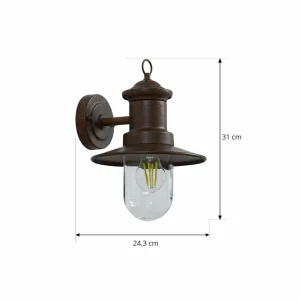 Lindby Applique d'extérieur Eloretta, rouille, acier, hauteur 31 cm^ Luminaires De Terrasse