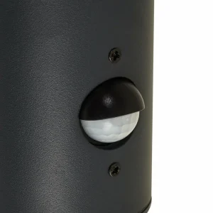 Lindby Applique d'extérieur Heulo, Ø 10,5 cm, gris fumé, capteur^ Appliques D'Extérieur Avec Détecteur