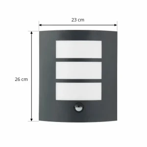 Lindby Applique d'extérieur Vimal, capteur, E27, 26 cm, aluminium^ Appliques D'Extérieur Avec Détecteur