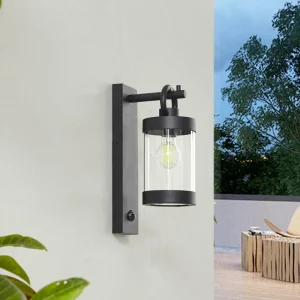 Lindby Applique d'extérieur Yrene, noir, aluminium, capteur^ Appliques D'Extérieur Avec Détecteur