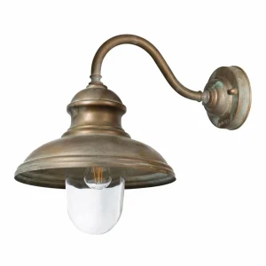 Moretti Luce Applique d'extérieur Little Mill 3351, laiton vieilli, verre, transparent^ Appliques Murales Extérieures
