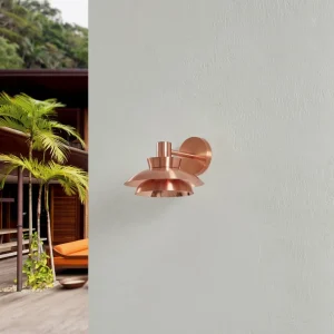 Lucande Applique d'extérieur Thais, cuivre, acier inoxydable, Ø 25 cm^ Luminaires De Terrasse