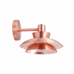 Lucande Applique d'extérieur Thais, cuivre, acier inoxydable, Ø 25 cm^ Luminaires De Terrasse