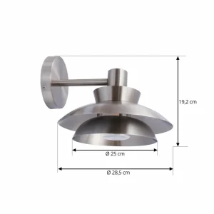 Lucande Applique d'extérieur Thais, gris, acier inoxydable, Ø 25 cm^ Luminaires De Terrasse