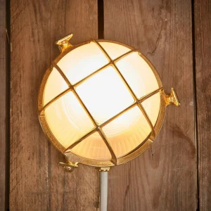 Moretti Luce Applique d'extérieur Tortuga, laiton naturel/opale^ Appliques Murales Extérieures