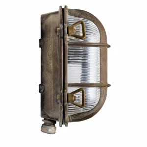 Moretti Luce Applique d'extérieur Tortuga ovale 17cm laiton ant^ Appliques Murales Extérieures