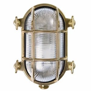 Moretti Luce Applique d'extérieur Tortuga ovale 17cm laiton nat^ Appliques Murales Extérieures