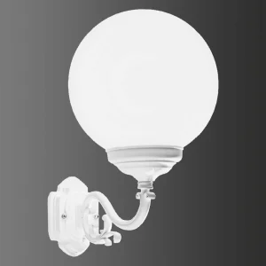 LCD Applique extérieur 1130, abat-jour sphère, blanche^ Appliques Murales Extérieures