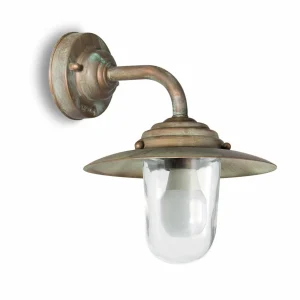 Moretti Luce Applique extérieur Chalet haut 26cm laiton ancien^ Appliques Murales Extérieures
