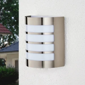 Lindby Applique extérieure à rayures inox Noyan^ Appliques Murales Extérieures