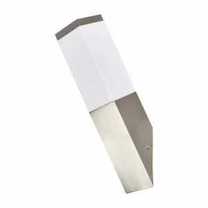 Lindby Applique extérieure oblique Lorian en inox^ Appliques Murales Extérieures