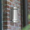LUTEC Applique Focus acier inoxydable, ronde, à 2 lampes^ Appliques Murales Extérieures