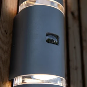LUTEC Applique Focus, ronde 2 lampes anthracite capteur^ Appliques D'Extérieur Avec Détecteur
