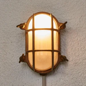 Moretti Luce Applique murale d'extérieur ovale Bengt laiton antique/opale^ Appliques Murales Extérieures