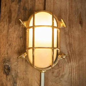 Moretti Luce Applique murale d'extérieur ovale Bengt laiton, verre opalin^ Appliques Murales Extérieures