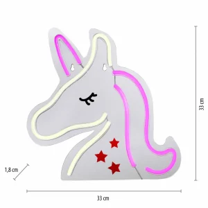JUST LIGHT. Applique murale LED Neon Unicorn, USB^ Lampes Décoratives
