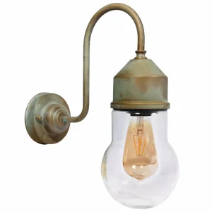 Moretti Luce Applique 1950N laiton ancien, verre arqué, transp.^ Appliques Murales Extérieures