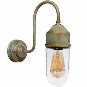 Moretti Luce Applique 1950N laiton ancien, verre droit transp.^ Appliques Murales Extérieures