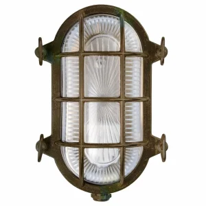 Moretti Luce Applique Tortuga ovale 22,5cm laiton ancien/trans^ Appliques Murales Extérieures