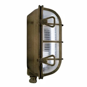 Moretti Luce Applique Tortuga ovale 22,5cm laiton ancien/trans^ Appliques Murales Extérieures