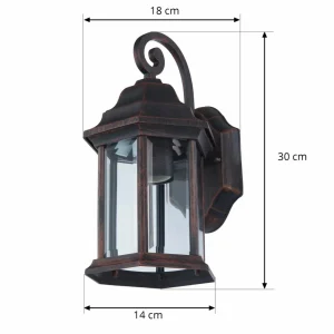 Lindby Appliques d'extérieur Daaje, couleur rouille, 30,5 cm, aluminium^ Appliques Murales Extérieures