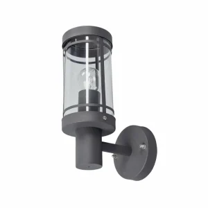 Lindby Appliques d'extérieur Djori, gris foncé, acier inoxydable, Ø 10,5cm^ Appliques Murales Extérieures
