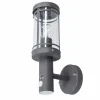 Lindby Appliques d'extérieur Djori, gris foncé, capteur, acier inoxydable^ Appliques D'Extérieur Avec Détecteur