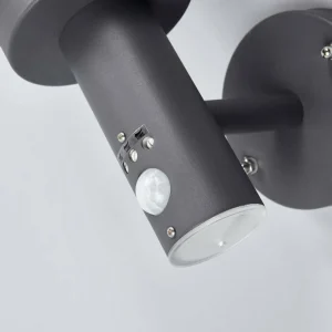 Lindby Appliques d'extérieur Djori, gris foncé, capteur, acier inoxydable^ Appliques D'Extérieur Avec Détecteur