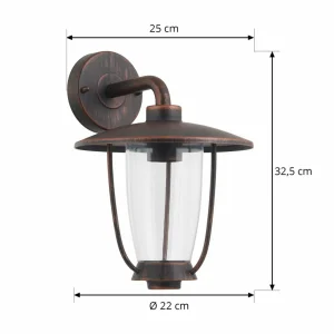 Lindby Appliques d'extérieur Satish, cuivre, fer, 32 cm^ Appliques Murales Extérieures