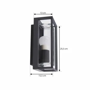 Arcchio applique d'extérieur Ismera, IP65, gris foncé, capteur^ Appliques D'Extérieur Avec Détecteur