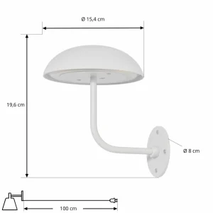 Arcchio lampe de table LED rechargeable Thenra, blanc, support mural^ Lampes Décoratives