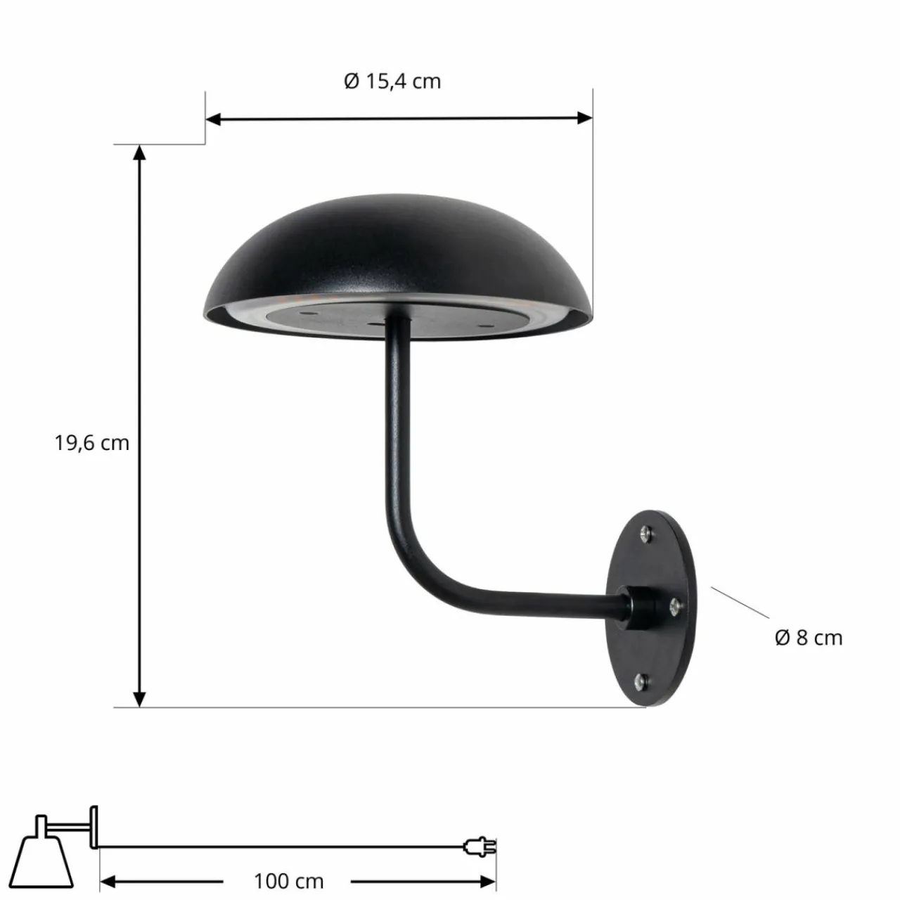 Arcchio lampe de table LED rechargeable Thenra, noir, support mural^ Lampes Décoratives
