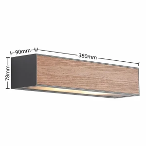 Arcchio Miraz applique murale, E27, aspect bois^ Appliques Murales Extérieures